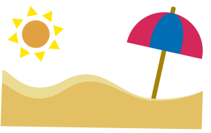 image of a cartoon parasol on the beach