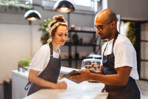 Kitchen staff professionals working together