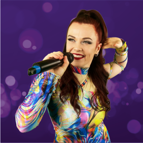 Performer singing on stage