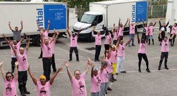 Team in pink t-shirts for charity event