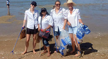 Group of colleagues cleaning Boskalis beach