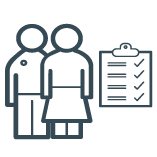 colleague icons with a checklist icon