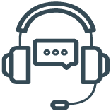 Ikon af et headset med mikrofon til kundeservice