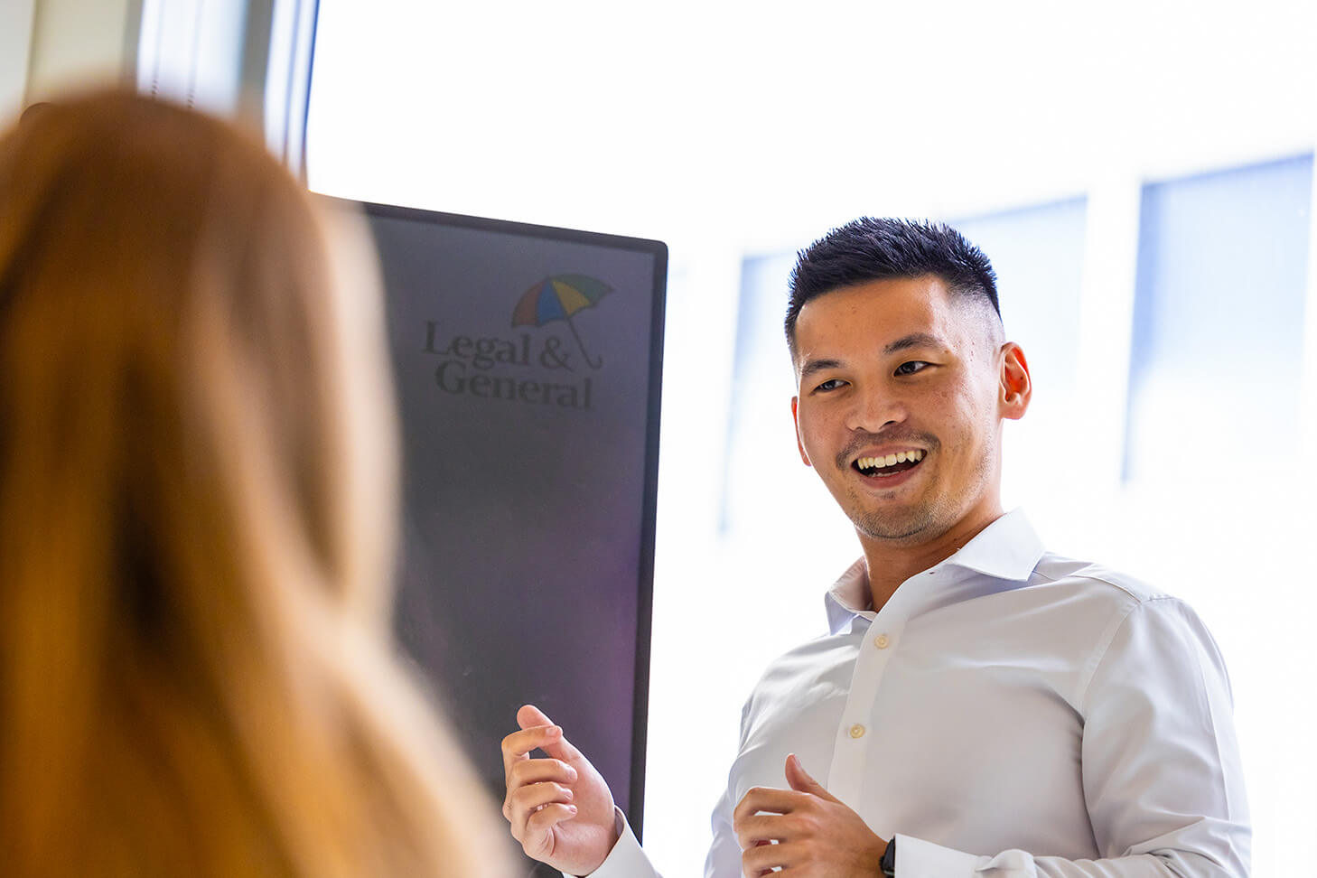 pension professionals presenting a deck