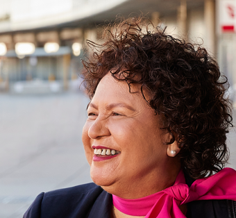 A First Nations cabin crew employee smiling