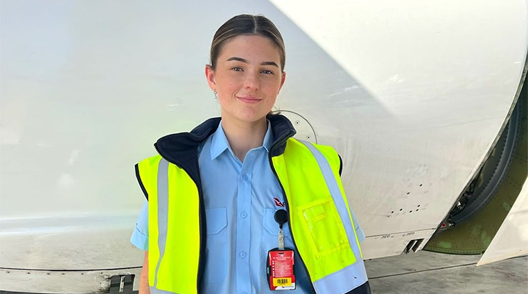 Qantas engineer smiling at camera