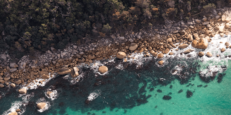 A beautiful coastline with emerald green water