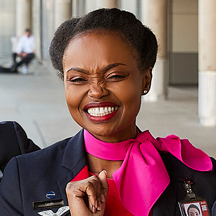 A member of our cabin crew team smiling 