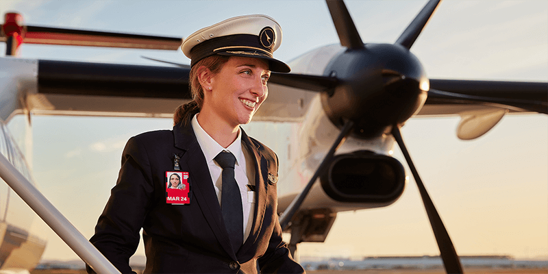 QantasLink Pilot on Airstairs, smiling