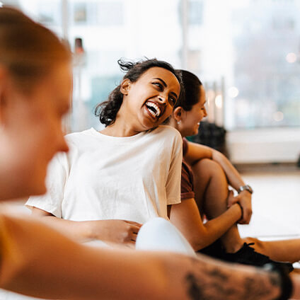 Qantas employees enjoying a Pilates class