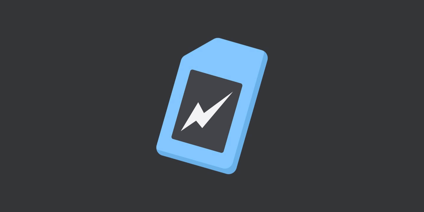 An icon of a SD card with a lightning bolt