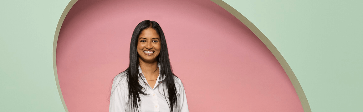 Woman wearing white shirt at Specsavers