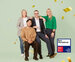 Group of people stand with confetti around them and best workplace badge