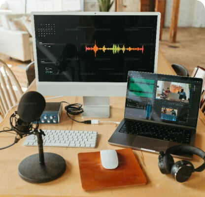 laptop on a wooden desk