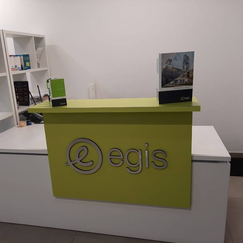 A reception desk in an EGIS office in Latin America