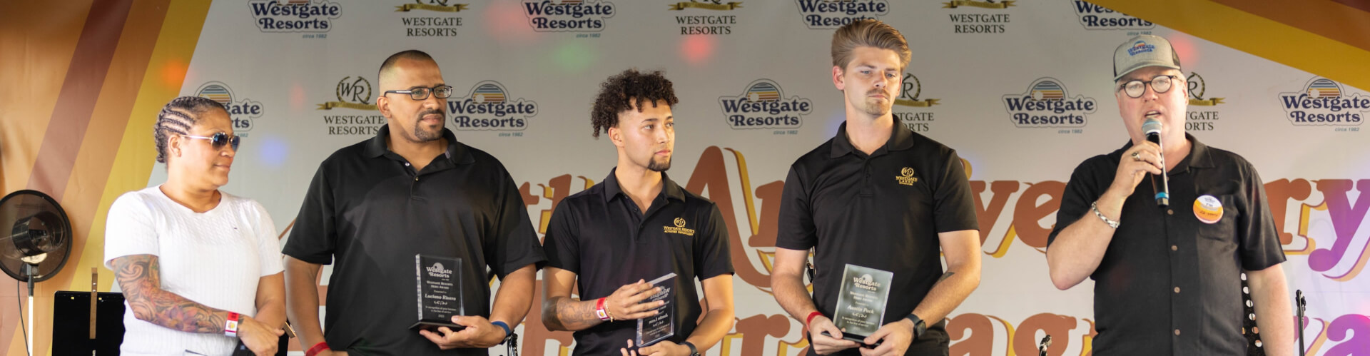 Westgate team celebrating awards at a company party