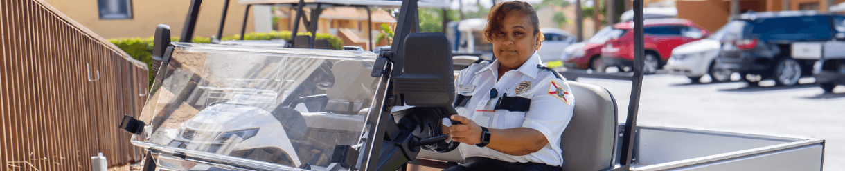 WGR Security officer patrolling a resort.
