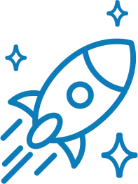 illustration of a rocket flying through space