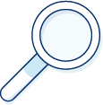 Illustration of a magnifying glass, representing searching for career opportunities and job vacancies.