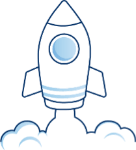 Illustration of a rocket launching, representing the opportunity to make a meaningful impact through early intervention and therapy services while accelerating professional growth.