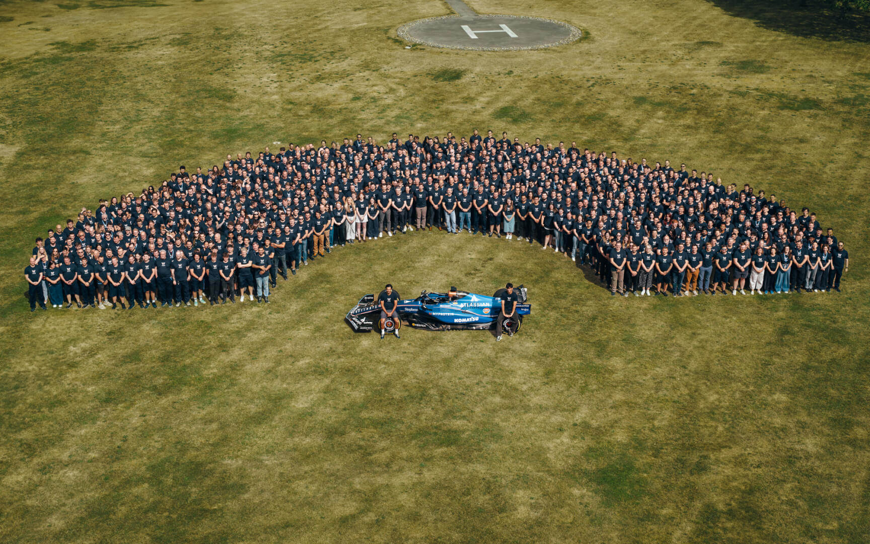 Williams team members stood together outdoors