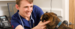 Veterinary surgeon examining a dog
