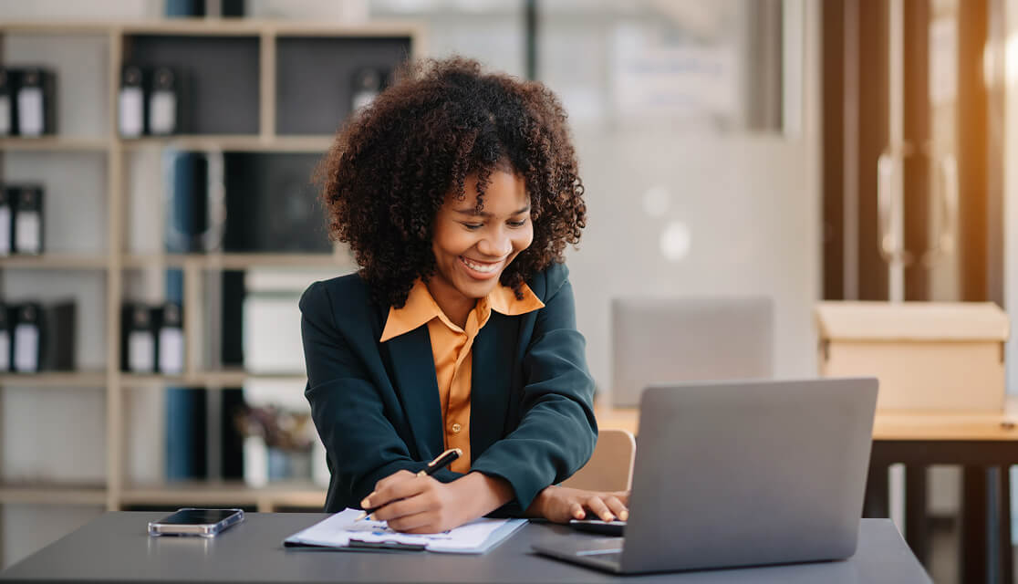 Image of woman using her computer