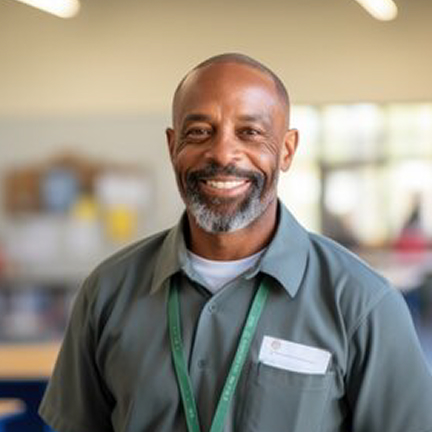 A picture of a man in grey smiling