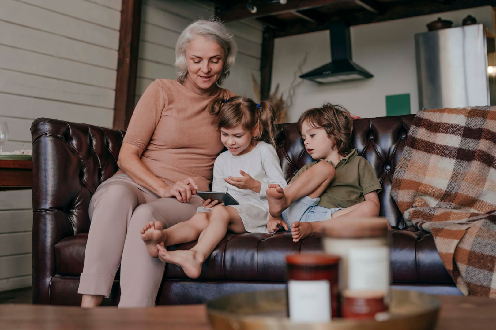 Picture of a grandmother with her grandchildren