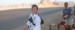 Elisa on a camel with friends