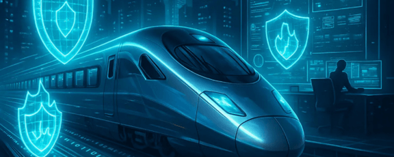 futuristic train and cybersecurity