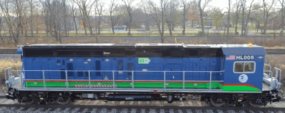 blue freight train