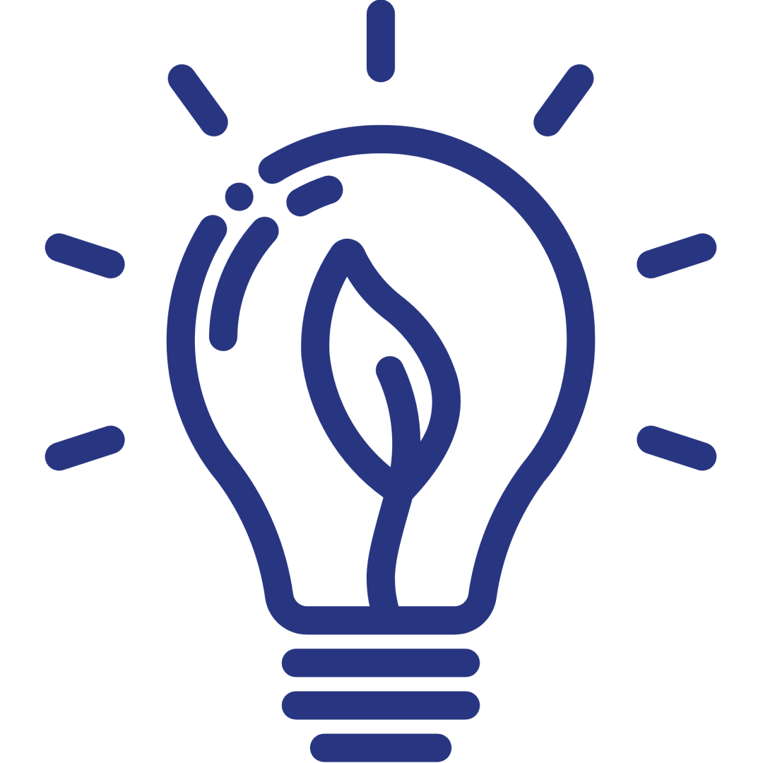 Icon of lightbulb with leaf growing in it